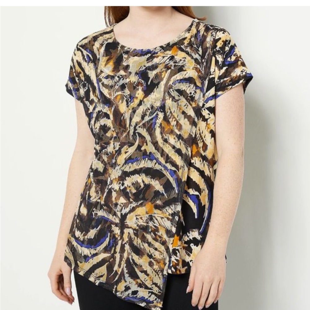 Attitudes by Renee Global Illusions Como Jersey Tee Top Sz2X NWT